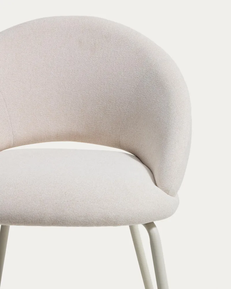 Stuhl Bonali mit beiger Chenille und beigen Metallbeinen, FSC Mix Credit