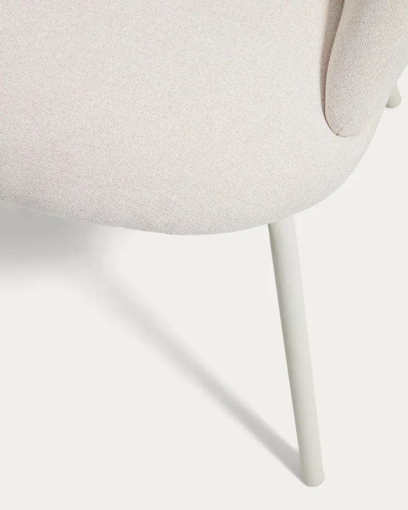 Stuhl Bonali mit beiger Chenille und beigen Metallbeinen, FSC Mix Credit