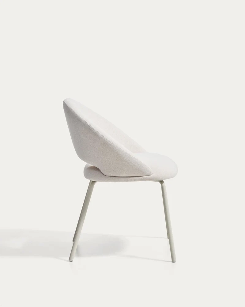 Stuhl Bonali mit beiger Chenille und beigen Metallbeinen, FSC Mix Credit