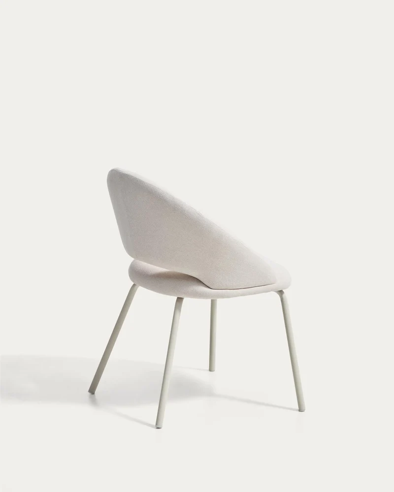 Stuhl Bonali mit beiger Chenille und beigen Metallbeinen, FSC Mix Credit