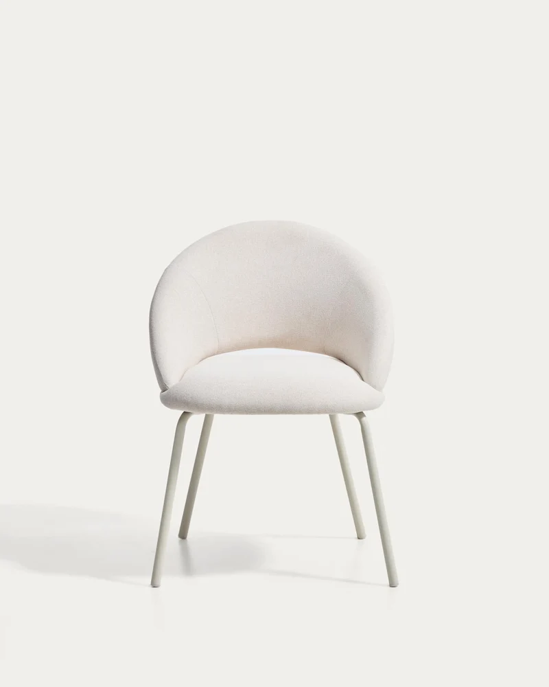 Stuhl Bonali mit beiger Chenille und beigen Metallbeinen, FSC Mix Credit