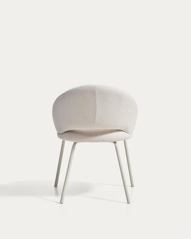 Stuhl Bonali mit beiger Chenille und beigen Metallbeinen, FSC Mix Credit