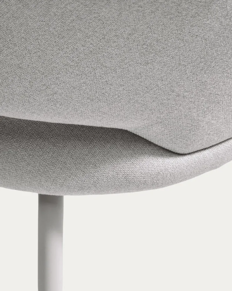 Stuhl Bonali mit grauer Chenille und Beinen aus grauem Metall, FSC Mix Credit