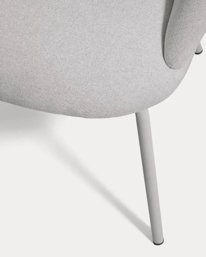 Stuhl Bonali mit grauer Chenille und Beinen aus grauem Metall, FSC Mix Credit