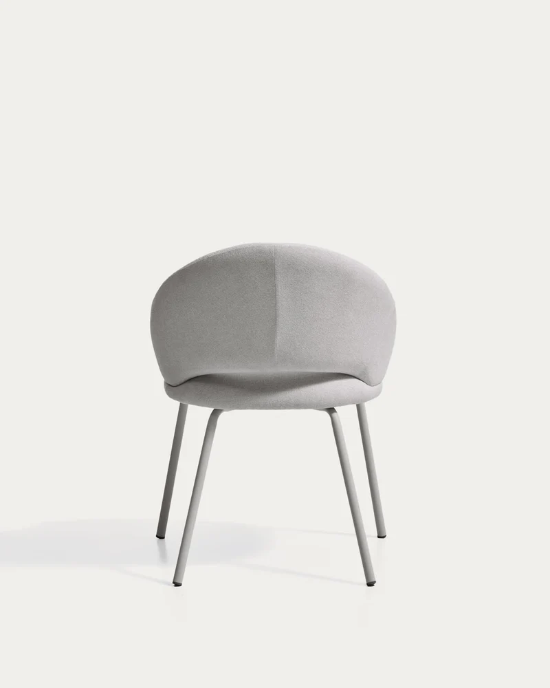 Stuhl Bonali mit grauer Chenille und Beinen aus grauem Metall, FSC Mix Credit