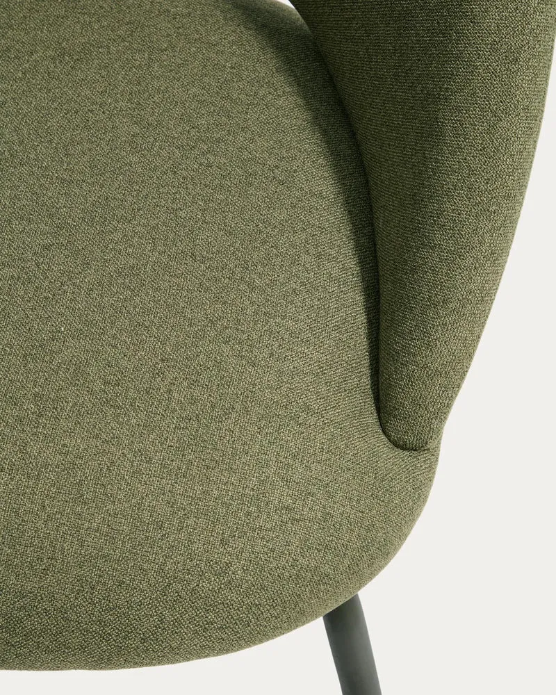 Stuhl Bonali mit grüner Chenille und grünen Metallbeinen, FSC Mix Credit