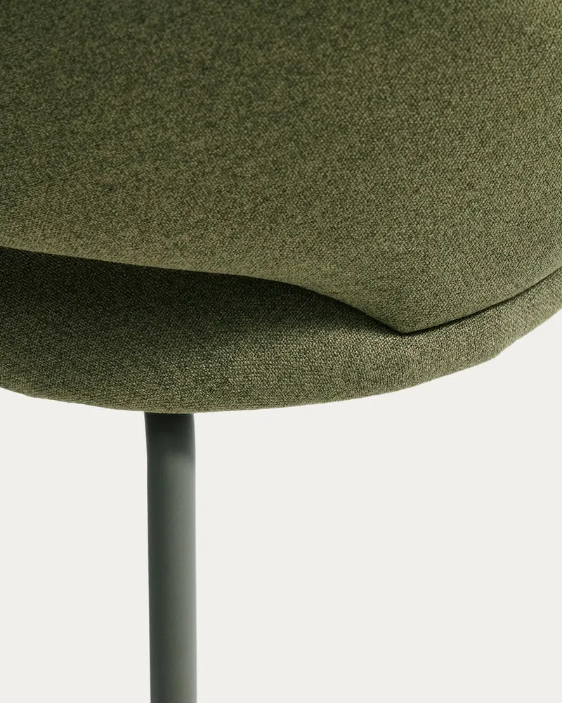 Stuhl Bonali mit grüner Chenille und grünen Metallbeinen, FSC Mix Credit