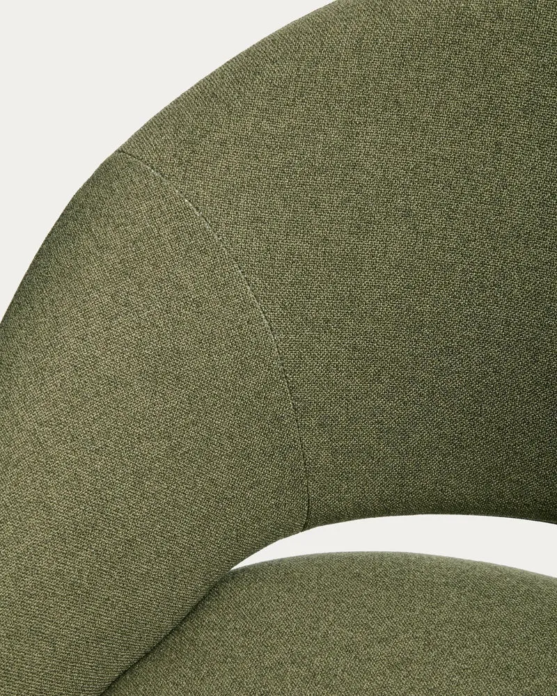 Stuhl Bonali mit grüner Chenille und grünen Metallbeinen, FSC Mix Credit