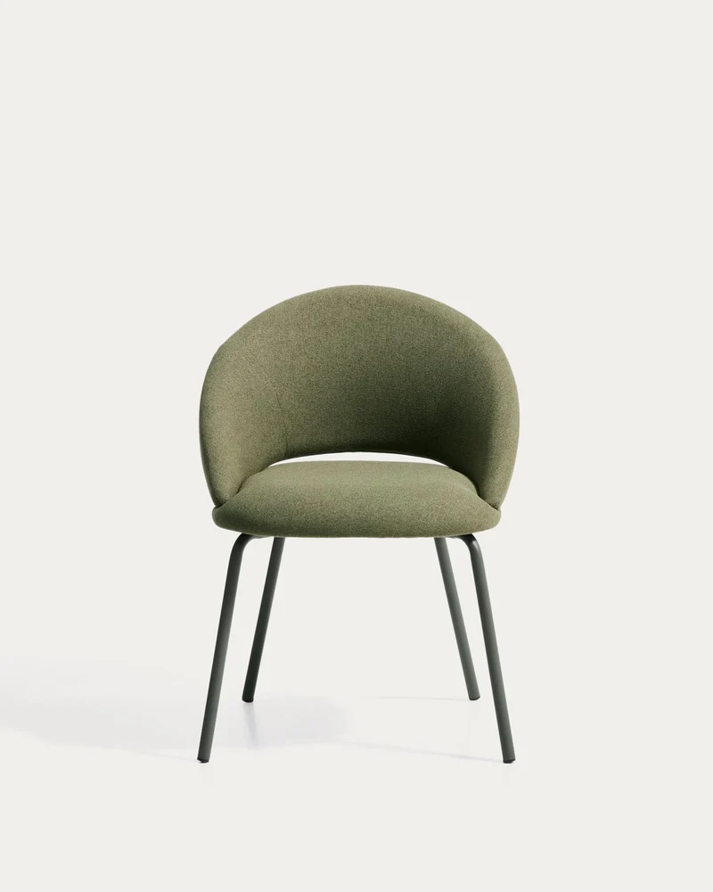 Stuhl Bonali mit grüner Chenille und grünen Metallbeinen, FSC Mix Credit