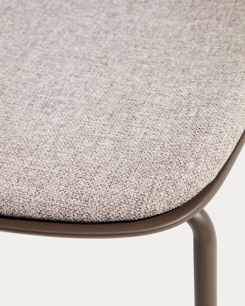 Stuhl Debari mit Chenille-Kissen und Stahlbeinen mit braunem Finish