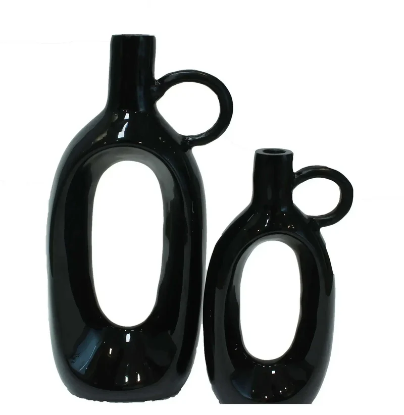 Vazen Halifax zwart 32cm - 2 stuks
