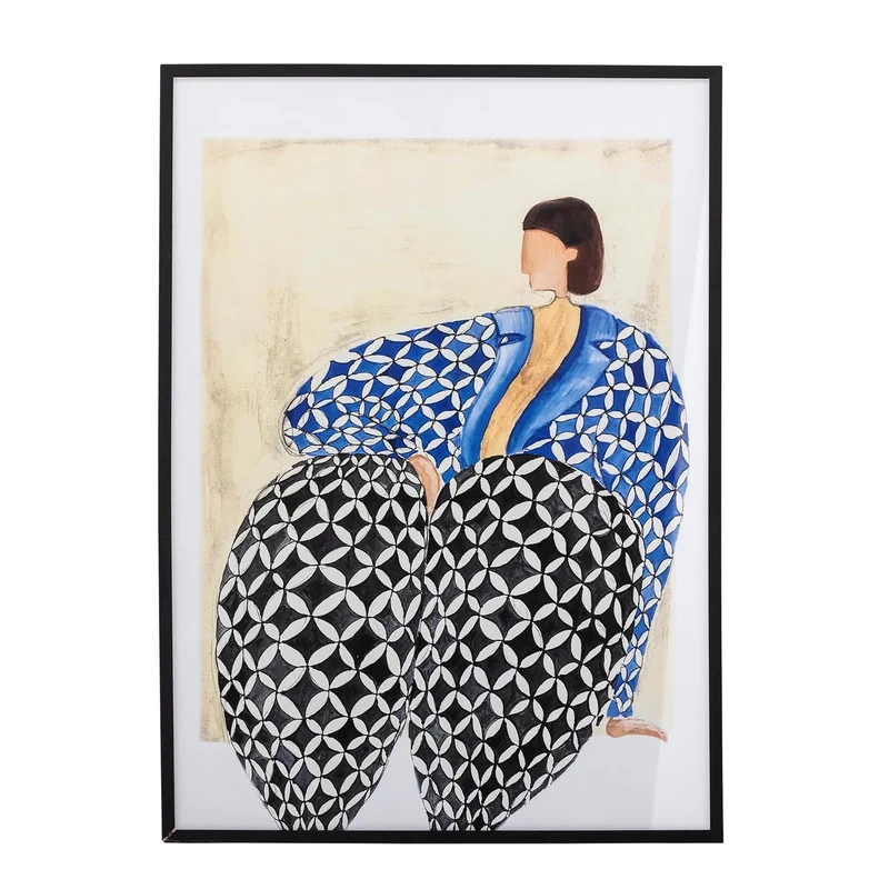Vivianne Illustration mit Rahmen, Schwarz, Kiefer