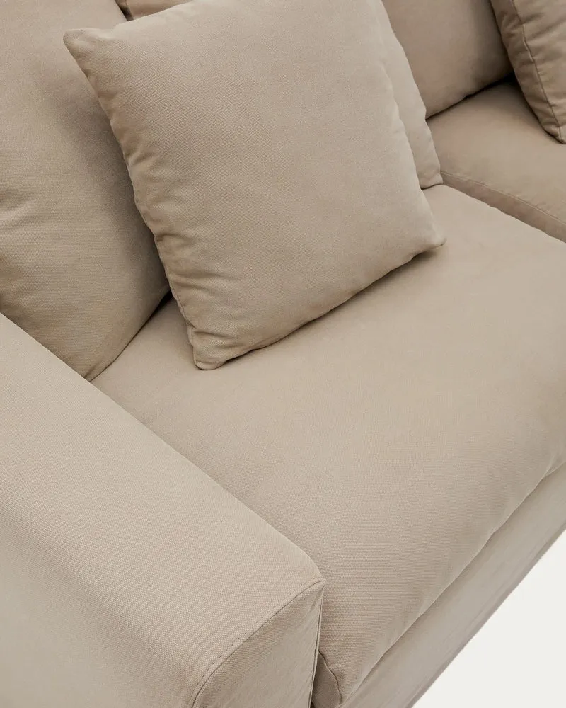 4-Sitzer Sofa Nora mit abnehmbarem Bezug und Kissen aus Leinen und Baumwolle in Taupe 340