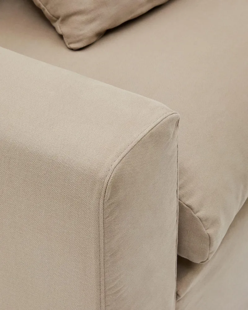 4-Sitzer Sofa Nora mit abnehmbarem Bezug und Kissen aus Leinen und Baumwolle in Taupe 340