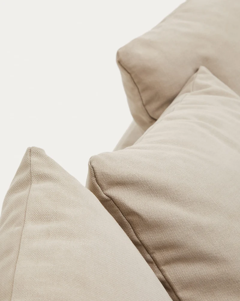 4-Sitzer Sofa Nora mit abnehmbarem Bezug und Kissen aus Leinen und Baumwolle in Taupe 340