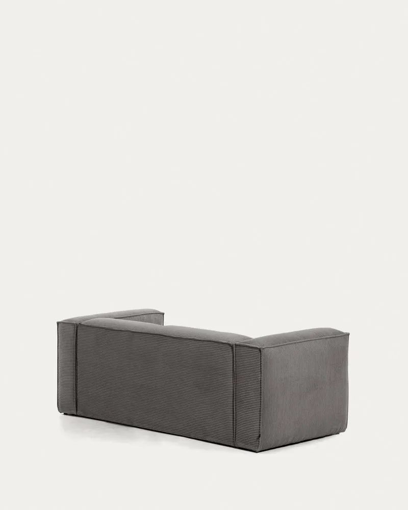 2-Sitzer-Sofa Blok mit dickem, grauen Cord und Chaiselongue rechts 240 cm FSC Mix Credit