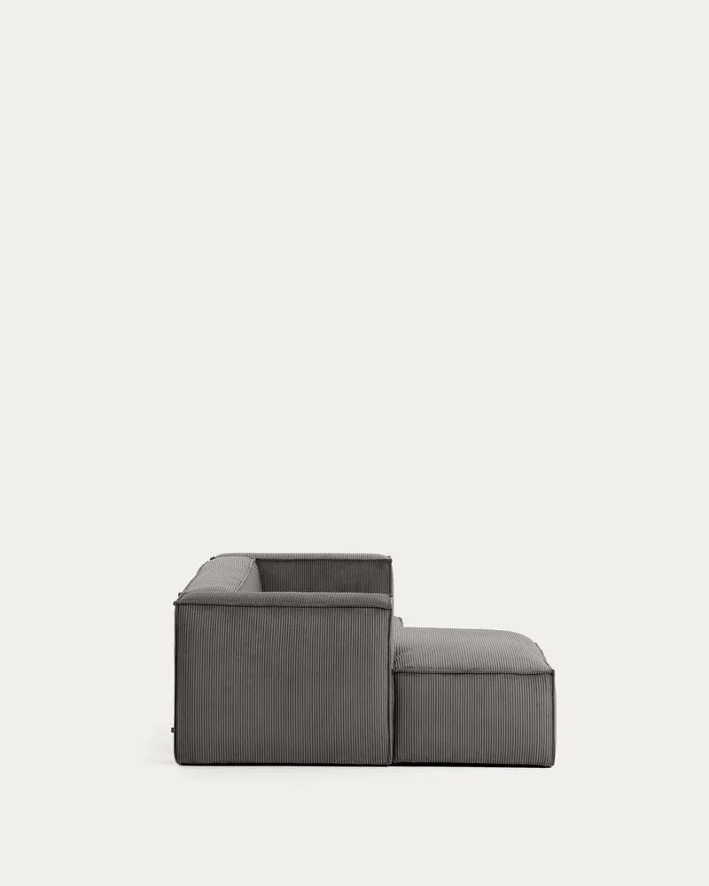 2-Sitzer-Sofa Blok mit dickem, grauen Cord und Chaiselongue links 240 cm FSC Mix Credit