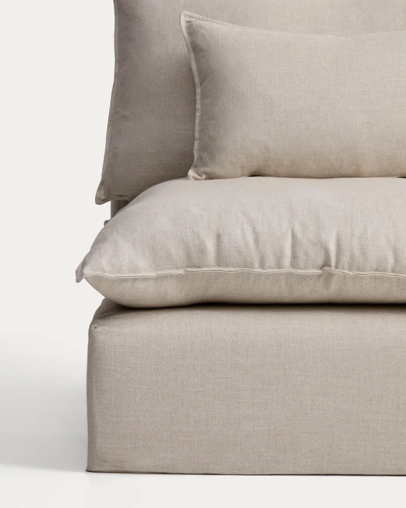 5-Sitzer-Modularsofa Anarela mit abnehmbarem Bezug aus Leinen und Viskose in Beige, 330 cm