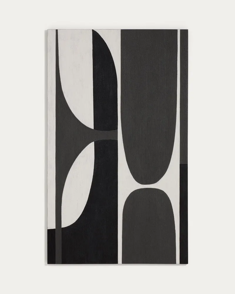 Abstraktes Bild Onure in Schwarz und Weiss, 120 x 200 cm