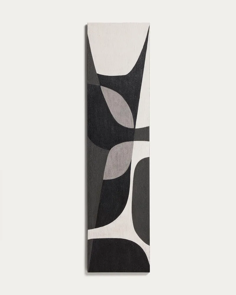 Abstraktes Bild Onure in Schwarz und Weiss, 45 x 180