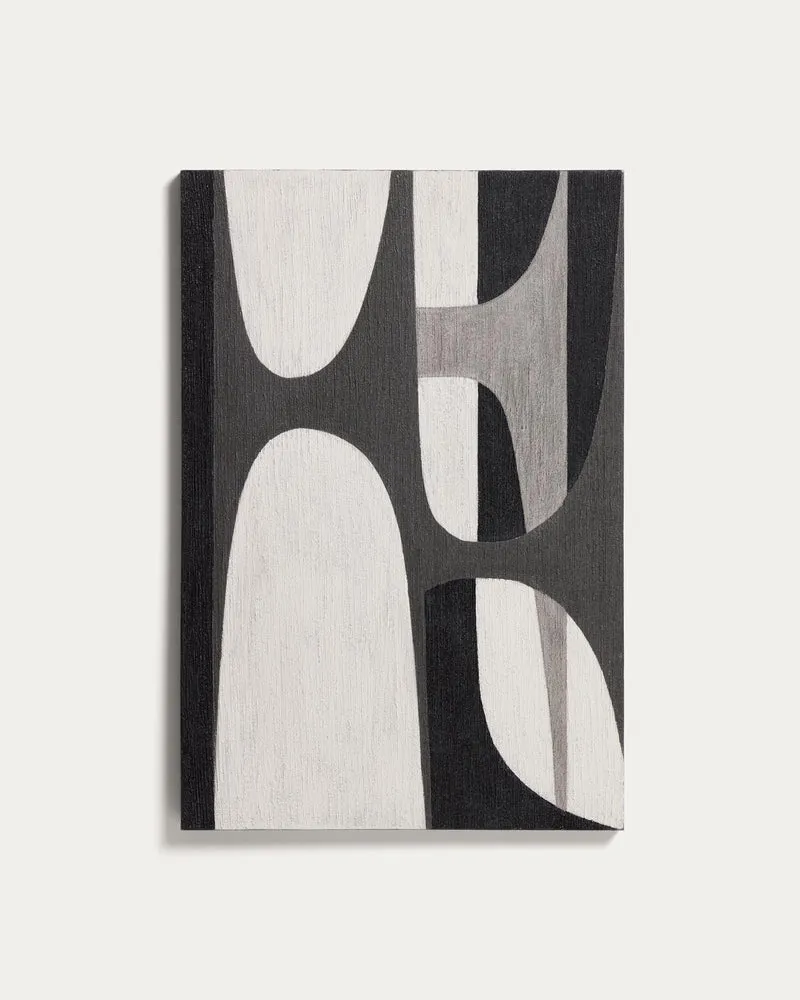 Abstraktes Bild Onure in Schwarz und Weiss, 60 x 90 cm
