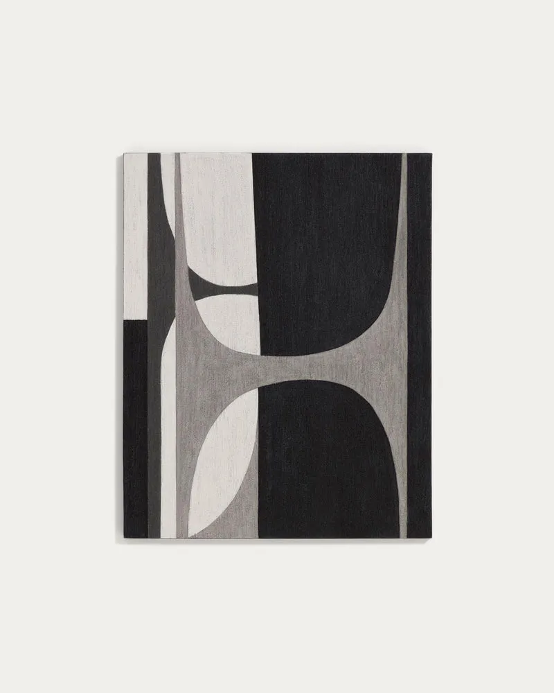 Abstraktes Bild Onure in Schwarz und Weiss, 80 x 100 cm