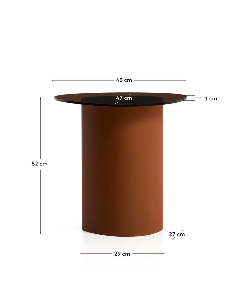 Beistelltisch Olir aus gehärtetem Glas und braunem Stahl 48 x 46,8 cm