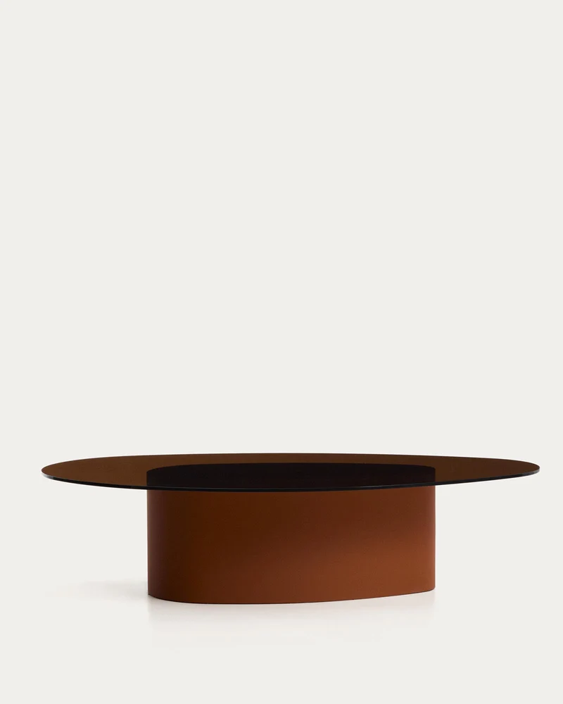 Couchtisch Olir aus gehärtetem Glas und braunem Stahl 140 x 80 cm