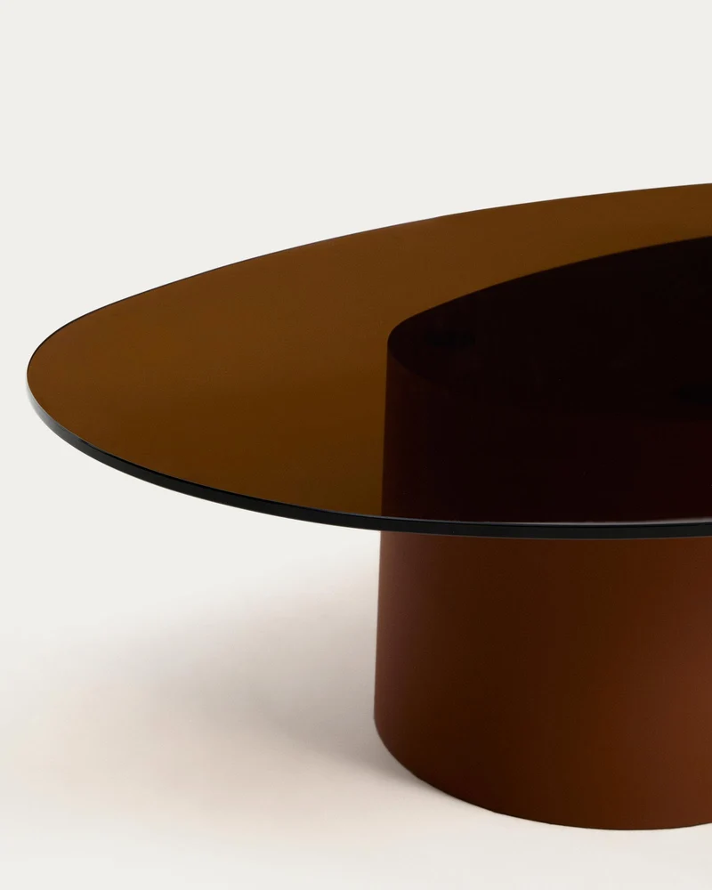 Couchtisch Olir aus gehärtetem Glas und braunem Stahl 140 x 80 cm