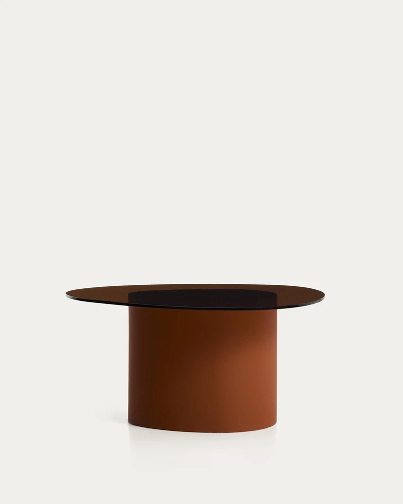Couchtisch Olir aus gehärtetem Glas und braunem Stahl 82 x 74 cm