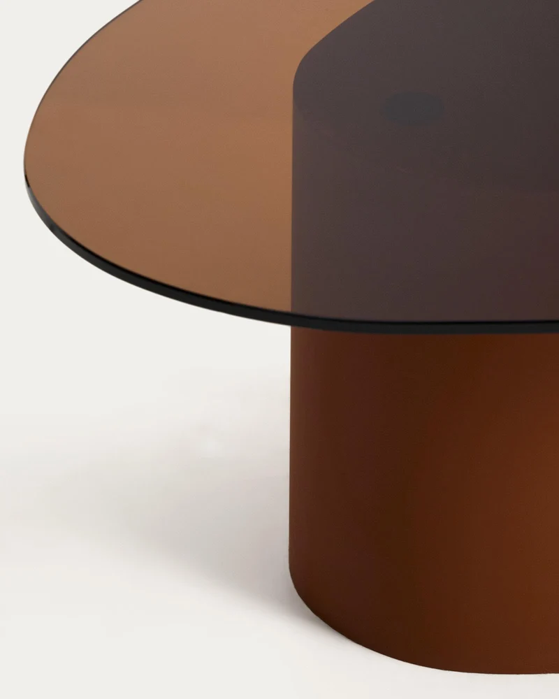 Couchtisch Olir aus gehärtetem Glas und braunem Stahl 82 x 74 cm