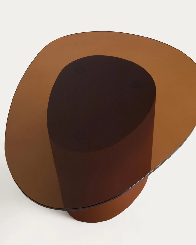 Couchtisch Olir aus gehärtetem Glas und braunem Stahl 82 x 74 cm