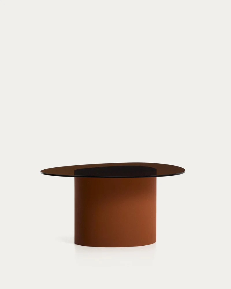 Couchtisch Olir aus gehärtetem Glas und braunem Stahl 82 x 74 cm