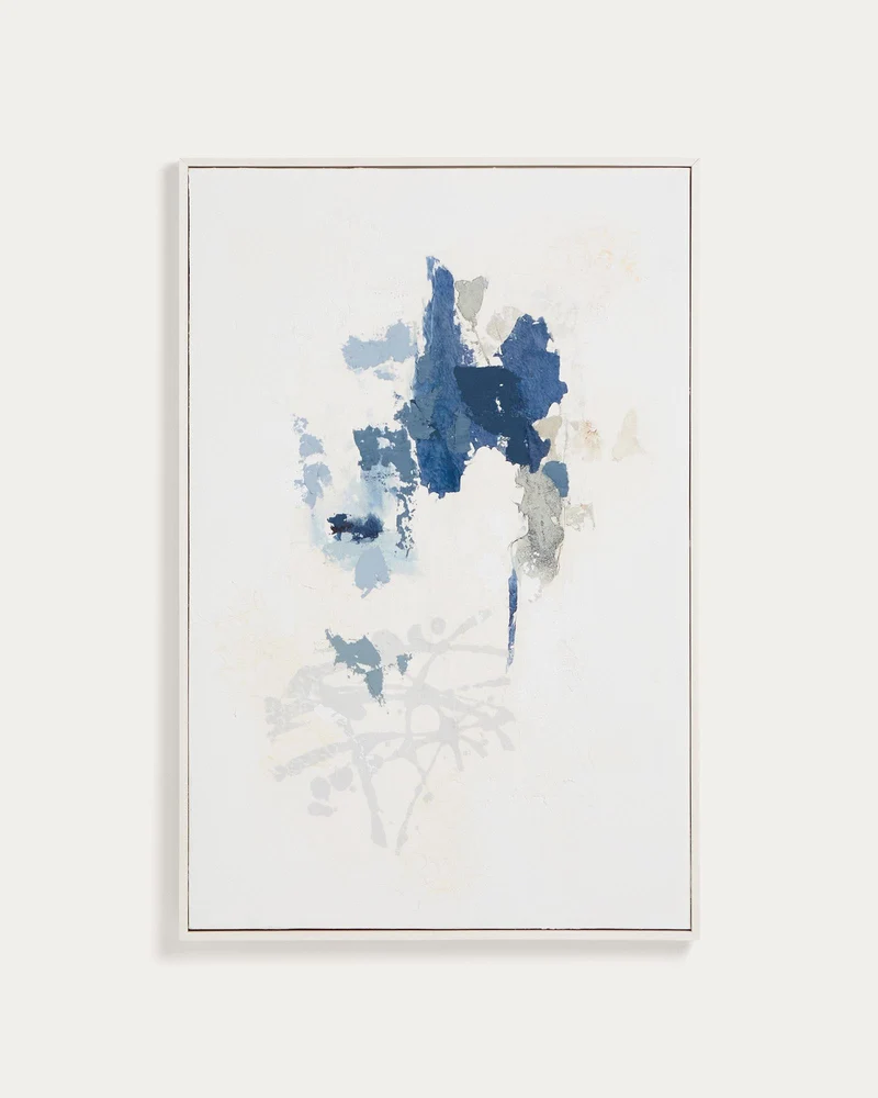 Handgemaltes abstraktes Bild Erale in Grau und Blau, 60 x 90 cm