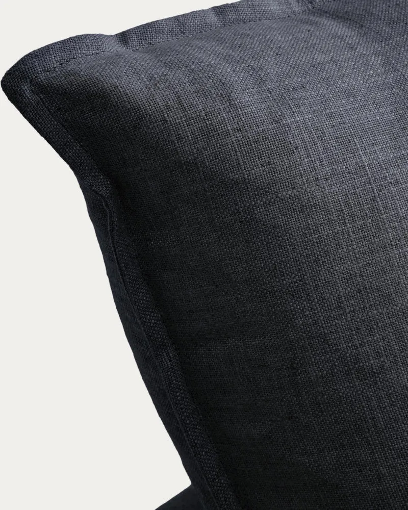 Modulares 4-Sitzer-Ecksofa Anarela mit abnehmbarem Bezug aus Leinen und Viskose in Dunkelg