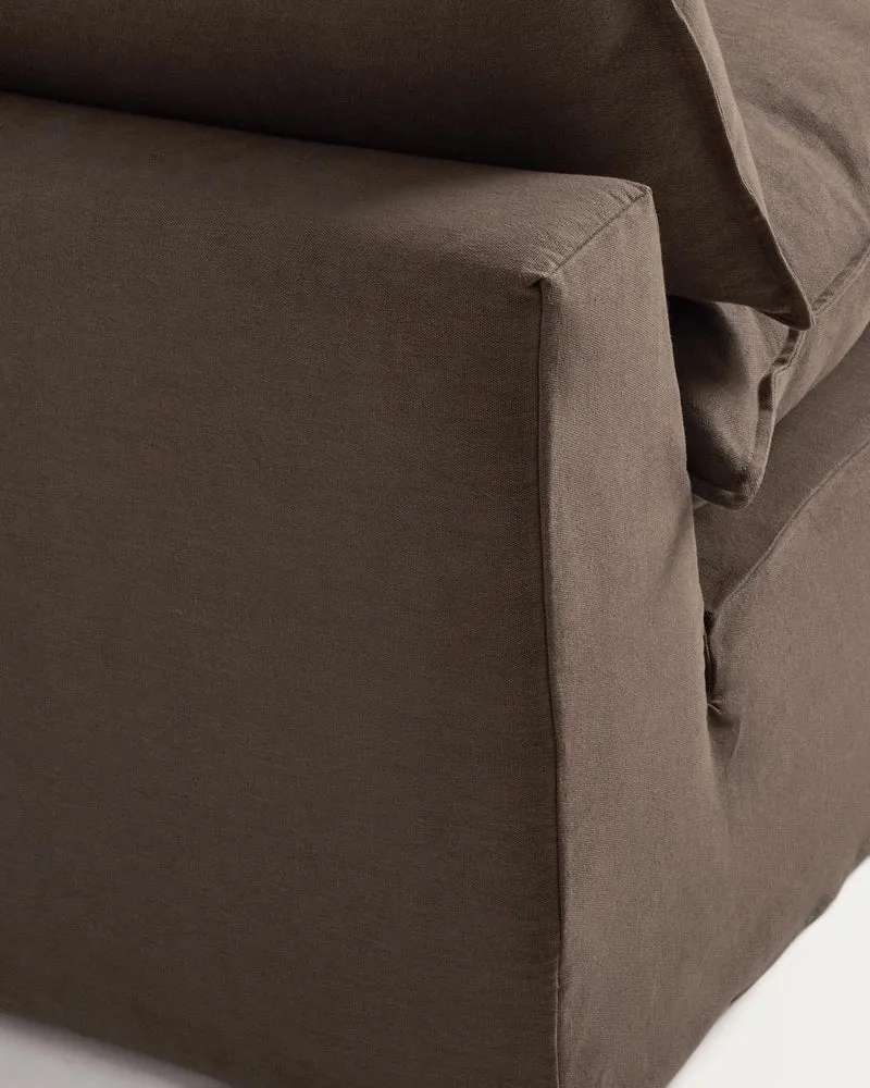Sessel Anarela mit abnehmbarem Bezug aus 100 % Leinen in Taupe, 110 cm, FSC Mix Credit