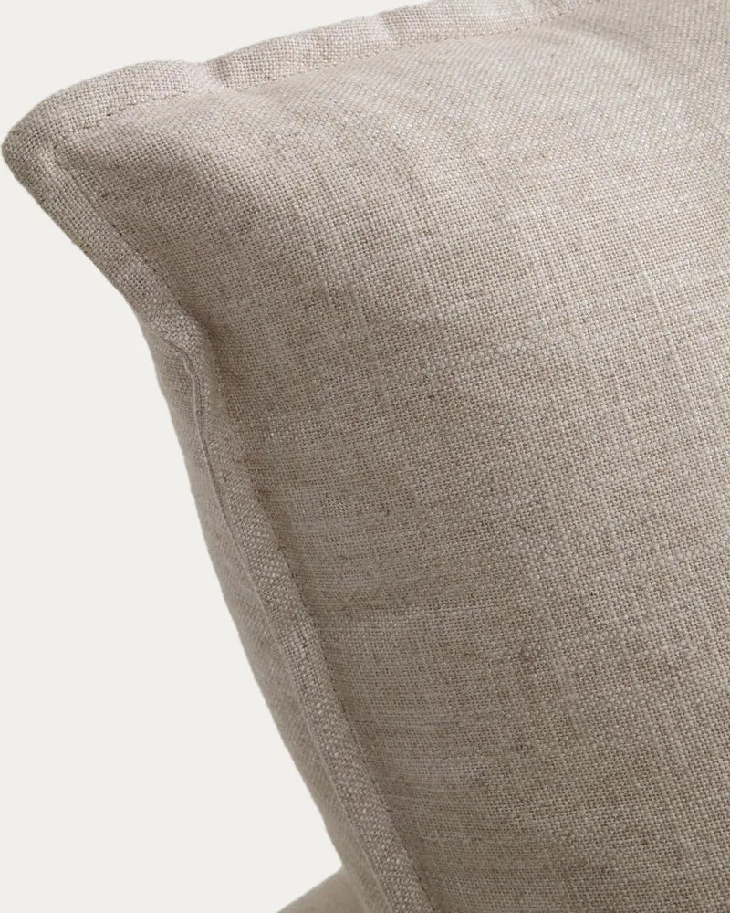 Sessel Anarela mit abnehmbarem Bezug aus Leinen und Viskose in Beige, 110 cm, FSC Mix Cred