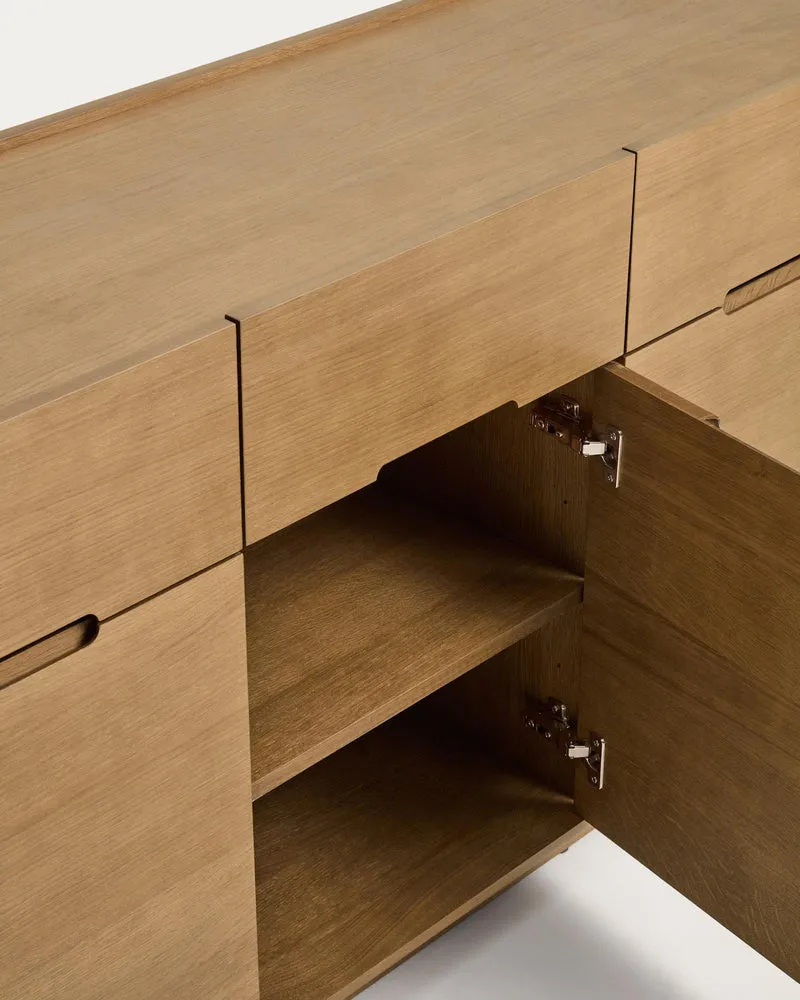 Sideboard Arelida aus Furnier und massivem Eichenholz mit hellbraunem Finish 200 x 80 cm F