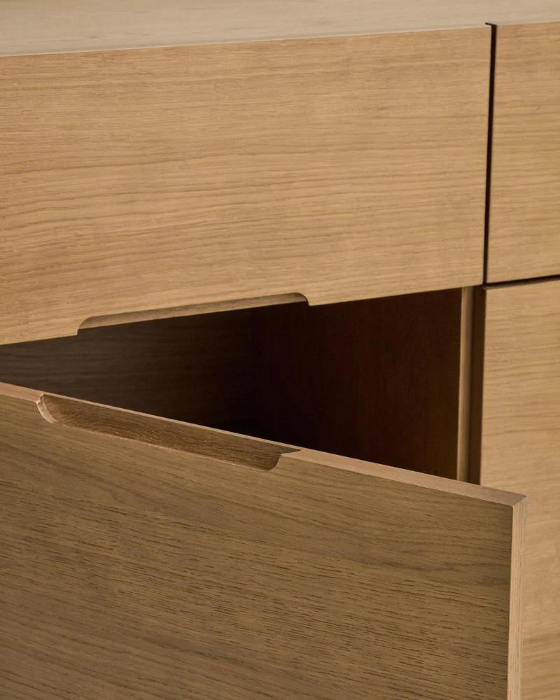 Sideboard Arelida aus Furnier und massivem Eichenholz mit hellbraunem Finish 200 x 80 cm F