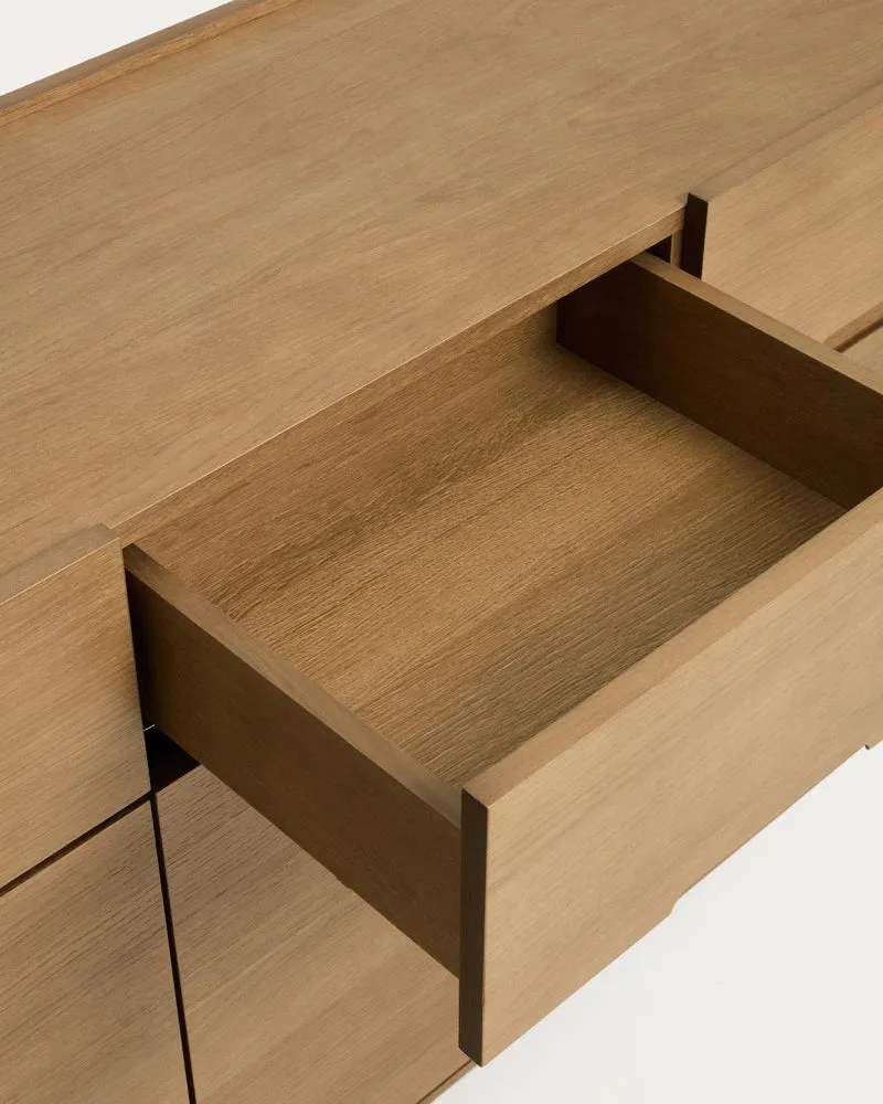 Sideboard Arelida aus Furnier und massivem Eichenholz mit hellbraunem Finish 200 x 80 cm F