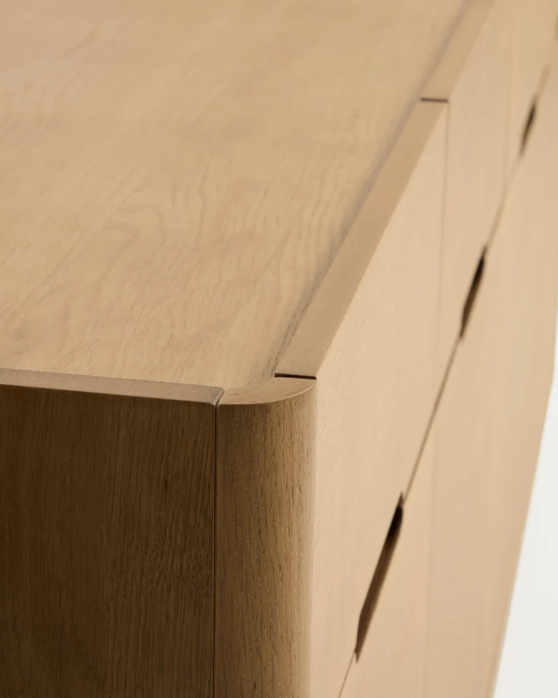 Sideboard Arelida aus Furnier und massivem Eichenholz mit hellbraunem Finish 200 x 80 cm F