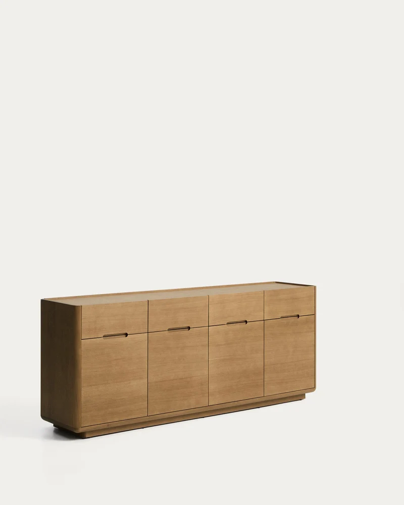 Sideboard Arelida aus Furnier und massivem Eichenholz mit hellbraunem Finish 200 x 80 cm F