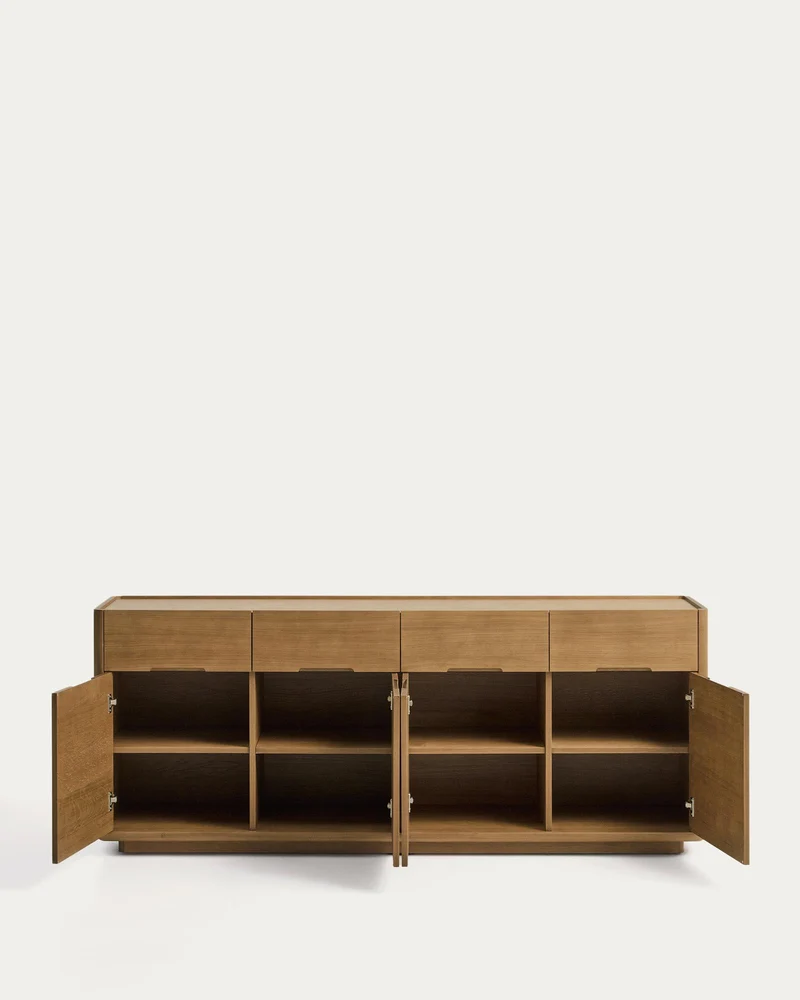 Sideboard Arelida aus Furnier und massivem Eichenholz mit hellbraunem Finish 200 x 80 cm F