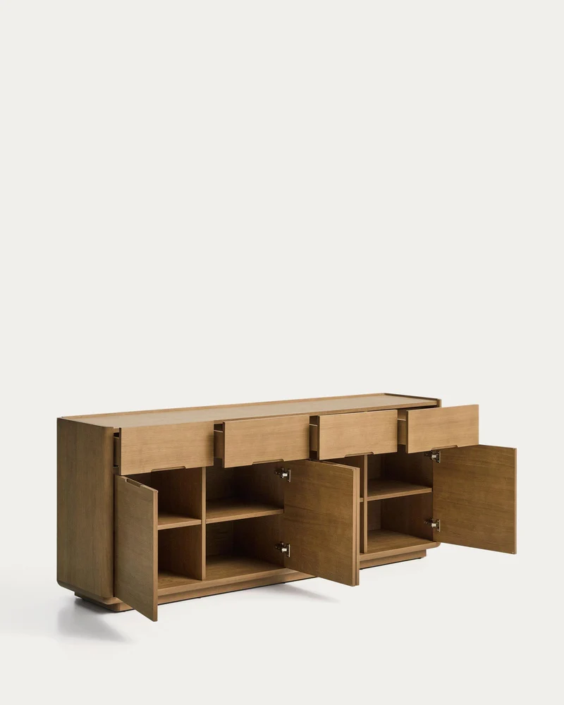 Sideboard Arelida aus Furnier und massivem Eichenholz mit hellbraunem Finish 200 x 80 cm F
