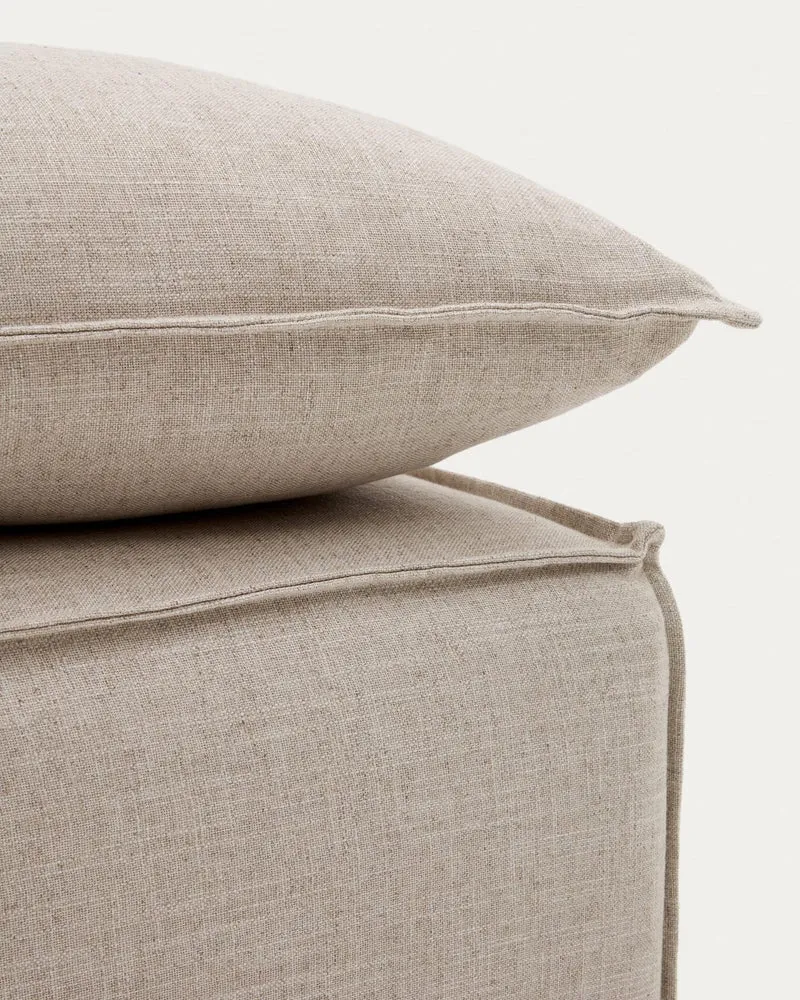 Bezug für Fussablage Anarela aus Leinen in Beige 80 x 80 cm