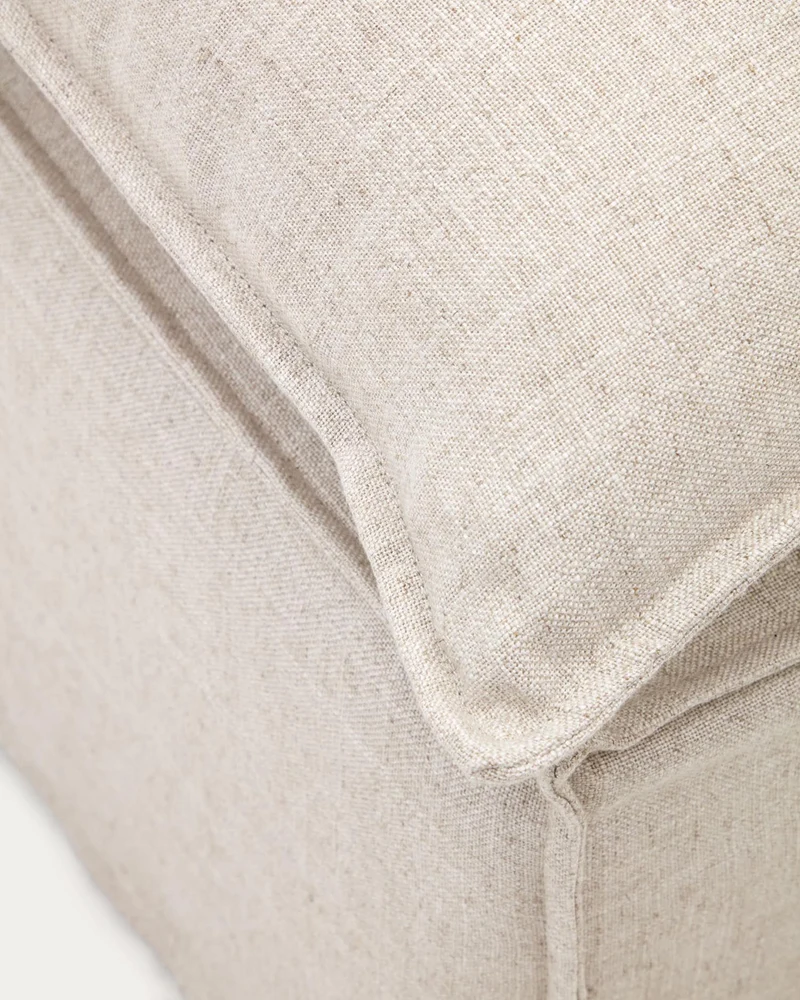 Bezug für Fussablage Anarela aus Leinen in Beige 80 x 80 cm