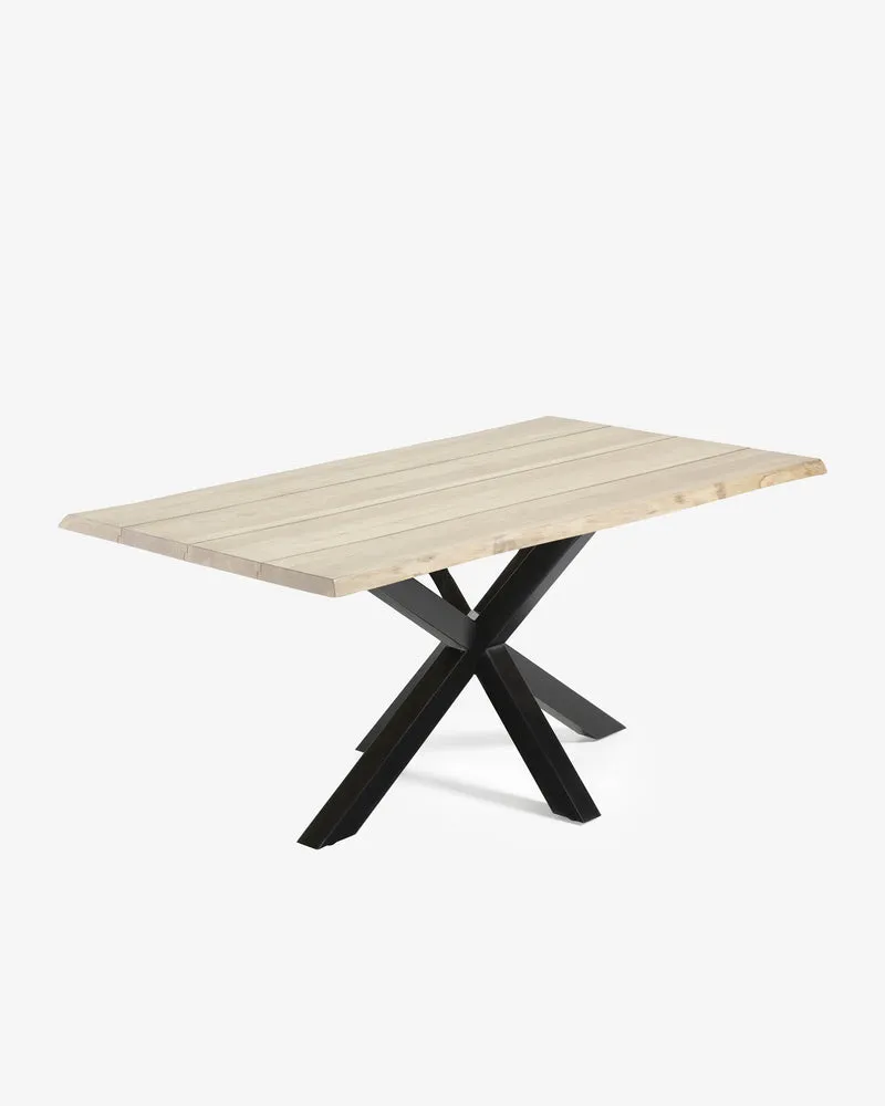 Argo Tisch Eichenfurnier m. gebleichtem Finish Stahlbeine m. schwarzem Finish 160 x 90 cm