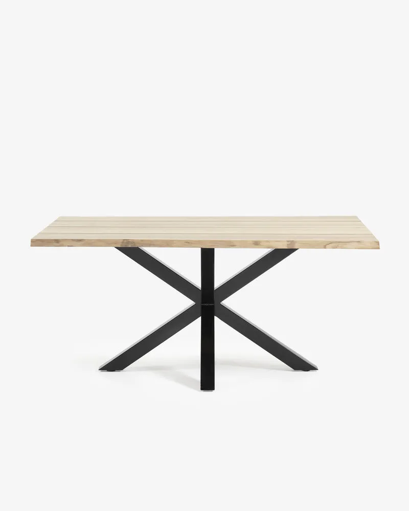Argo Tisch Eichenfurnier m. gebleichtem Finish Stahlbeine m. schwarzem Finish 160 x 90 cm