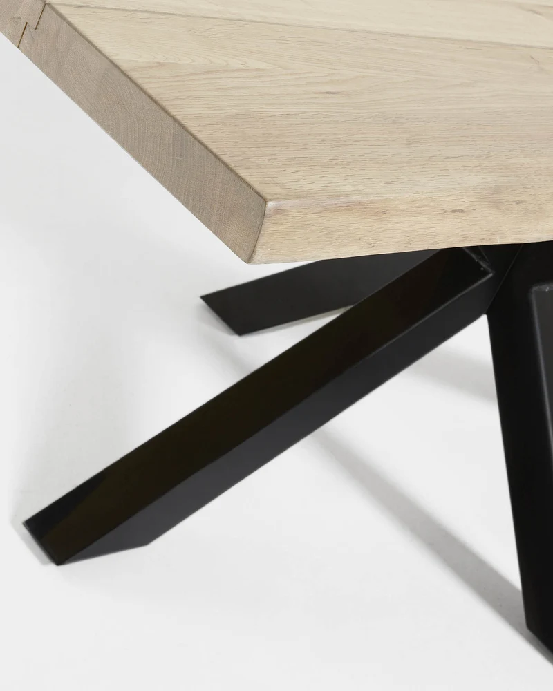 Argo Tisch Eichenfurnier m. gebleichtem Finish Stahlbeine m. schwarzem Finish 160 x 90 cm