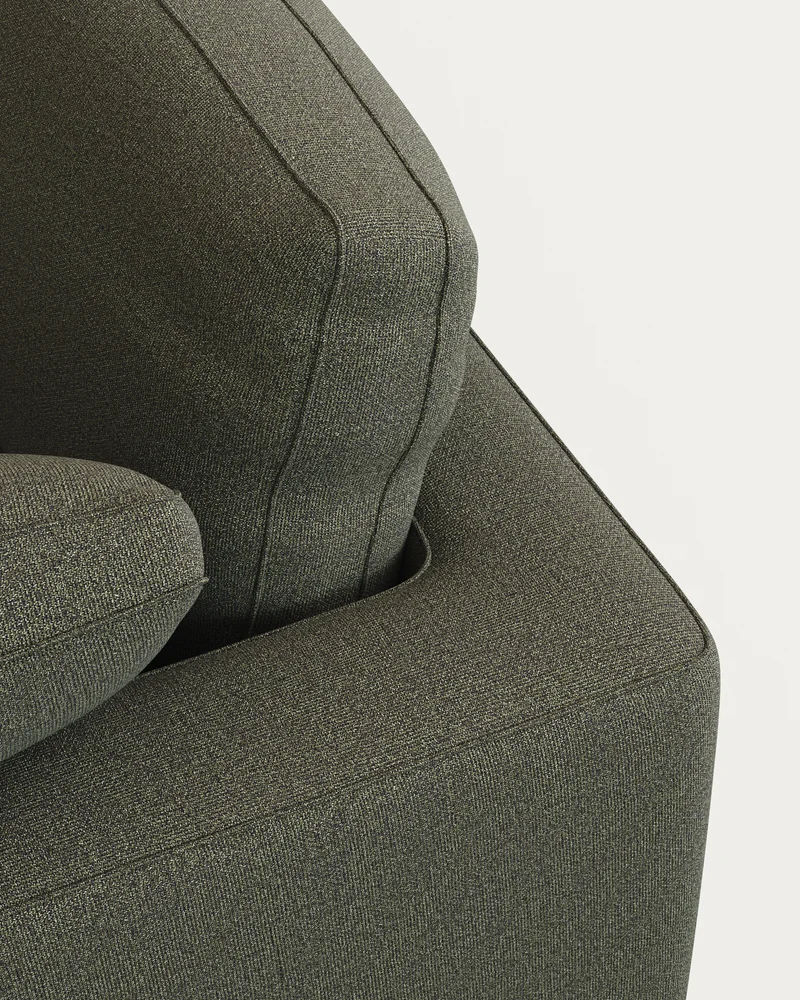 Gala 4-Sitzer-Sofa mit Chaiselongue links aus dunkelgrüner Chenille FSC Mix Credit 300 cm
